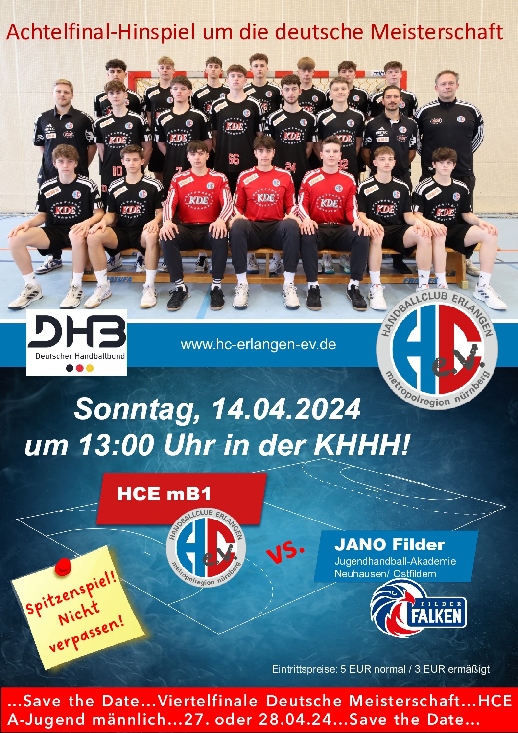 1/8 Finale dt. Meisterschaft mB1 am 14:04.24 13:00 Uhr KHHH